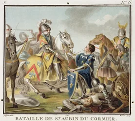 Battle of St Aubin du Cormier in 1488, engraved by Jean Baptiste Morret